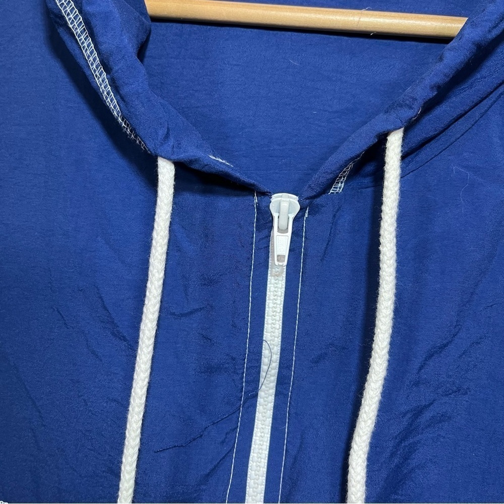 Vintage LA Movers Jacket Womens Small Blue White Striped 1/4 Zip Pullover - Picture 8 of 13